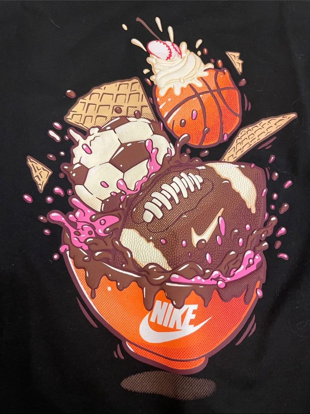 🆕 Nike - Boys Long-Sleeve Tee with Colorful Ice Cream & Sports Graphic - Sz 7